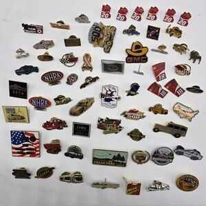 Lot of 63 Vehicle Motor Lapel Pins Dodge Rivian Transam Mini Cooper GMC Ford VTG